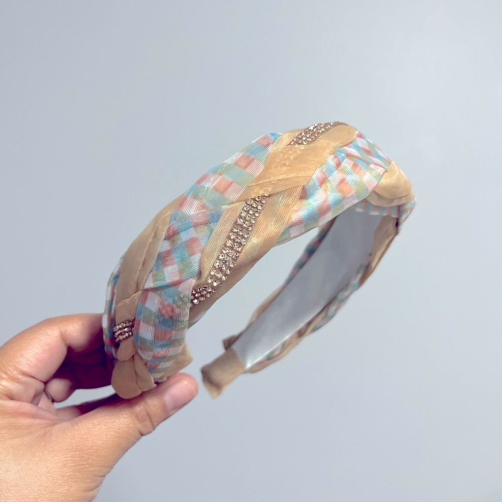 Elegant Gold and Blue Braided Headband